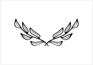 Çelenk simgesi izole edildi. Eko klipsli sanat. Yapraklı dal. Çerçeve, sınır. Vektör hisse senedi çizimi. EPS 10