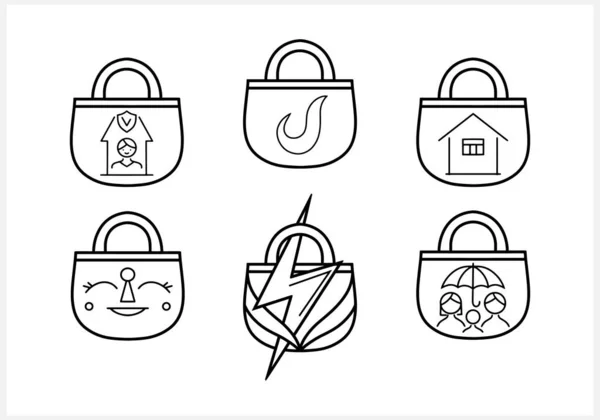 Doodle Lock Icon Isolated Filled Flat Sign Vector Stock Illustration — Stock Vector