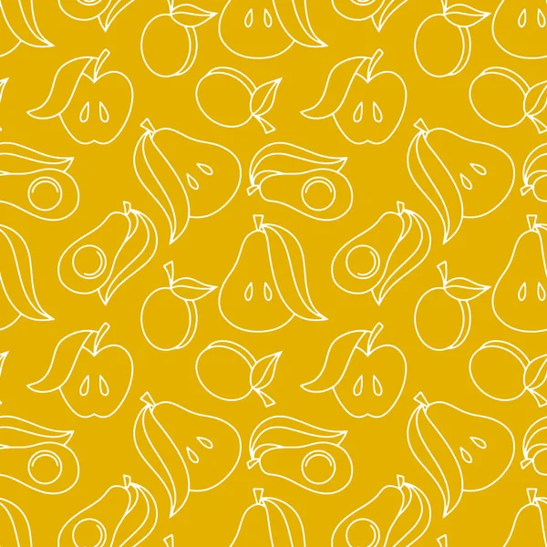 Doodle Food Seamless Pattern Hand Drawn Line Art Sketch Fruit — стоковый вектор