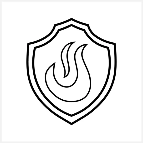 Shield Guard Fire Icon Isolated Flat Sign Vector Stock Illustration — 图库矢量图片