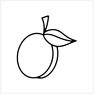 Karalama kayısı ya da şeftali ikonu izole edilmiş. Meyve çizimi çizimi. Renklendirme vektörü çizimi. EPS 10