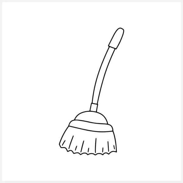 Doodle Broom Icon Isolated Hand Drawn Cleaning Service Sketch Halloween — 图库矢量图片