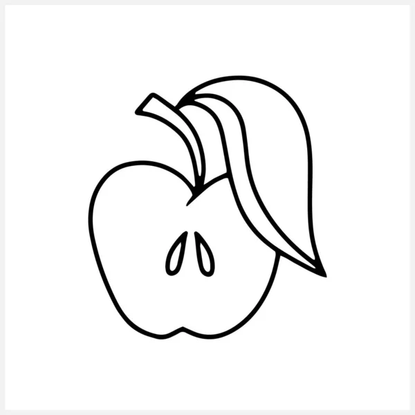 Doodle Apple Leaf Isolated Outline Fruit Hand Drawn Line Art — 图库矢量图片
