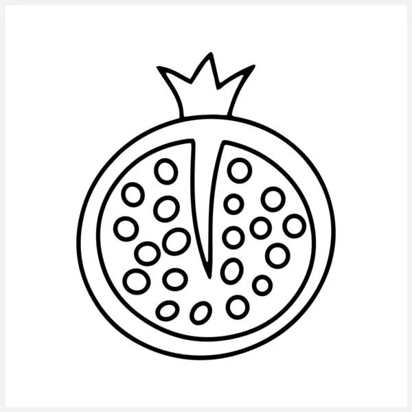 Grenade Fruit Icon Doodle Food Hand Drawn Art Line Sketch — 图库矢量图片