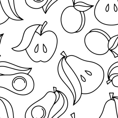 Doodle food seamless pattern isolated. Hand drawn line art. Sketch fruit. Vector stock illustrations. EPS 10