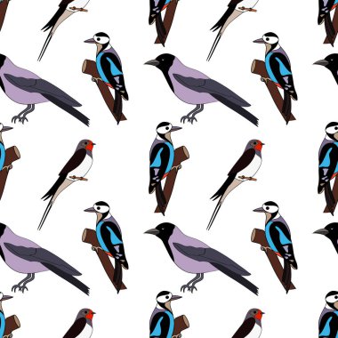 Karalamalı kuş deseni. El yapımı hayvan. Bird Vector stok çizimi. EPS 10