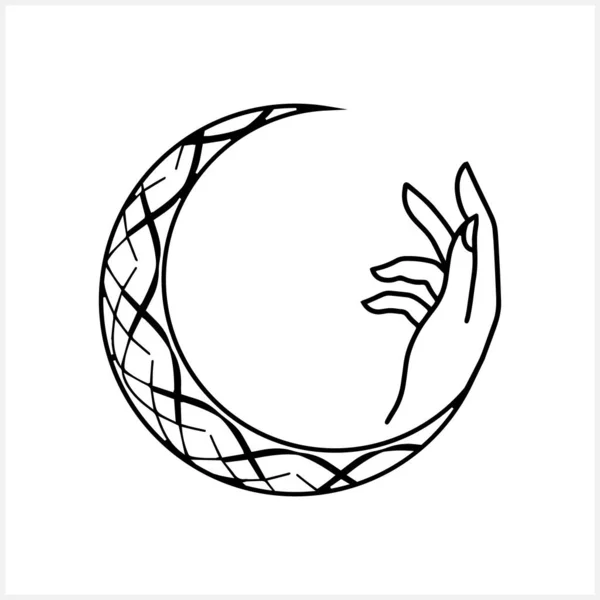 Moon Ramadan Hand Clip Art Isolated Aid Mubarak Symbol Sketch — Stock Vector