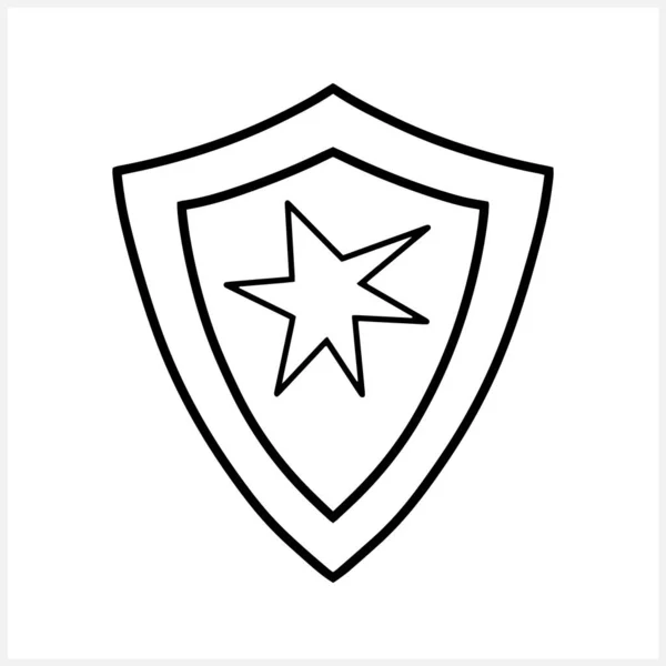 Shield Guard Burst Icon Isolated Doodle Clipart Vector Stock Illustration — Stockvektor