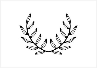 Çelenk simgesi izole edildi. Eko klipsli sanat. Yapraklı dal. Çerçeve, sınır. Vektör hisse senedi çizimi. EPS 10