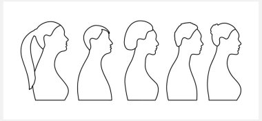 Silhouette of woman and men. Face profile view. Sketch Vector stock illustration. EPS 10