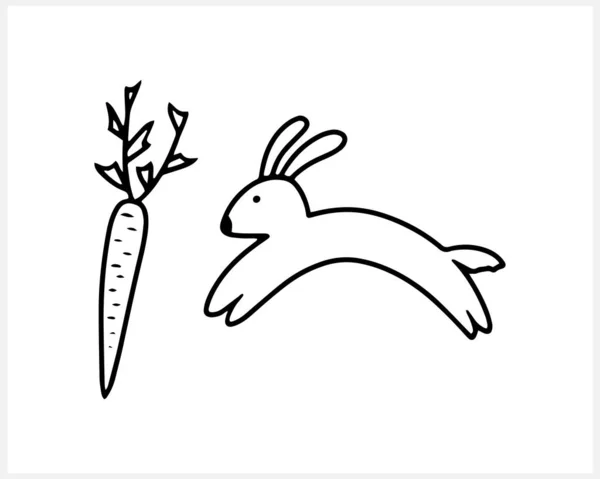 Doodle Rabbit Icon Isolated Hand Drawn Art Line Easter Symbol — Image vectorielle