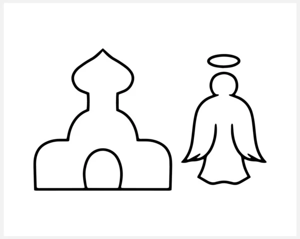 Doodle Angel Church Icon Hand Drawn Easter Symbol Vector Stock - Stok Vektor