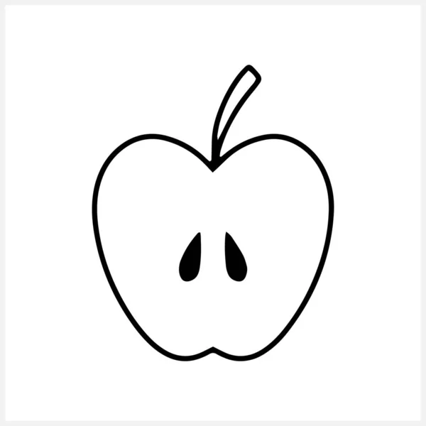 Doodle Apple Food Icon Isolated Hand Drawn Line Art Sketch — Stok Vektör