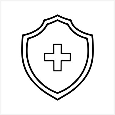 Kalkan, koruma ikonu izole edildi. Klipsli karalama. Vektör hisse senedi çizimi. EPS 10