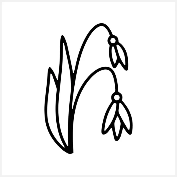 Snowdrop Flower Isolated Sketch Nature Hand Drawn Clip Art Vector — Vetor de Stock