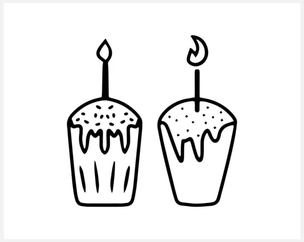 Easter Cake Isolated Sketch Food Hand Drawn Art Line Bread — Stockvector