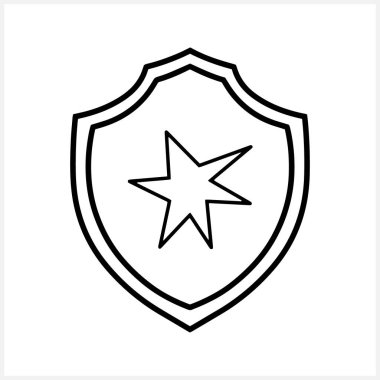 Shield, guard with burst icon isolated. Doodle clipart. Vector stock illustration. EPS 10