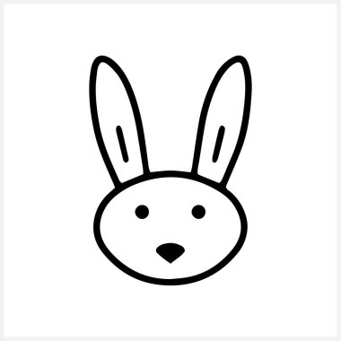 Doodle rabbit icon isolated. Hand drawn art line. Sketch vector stok illustration. EPS 10