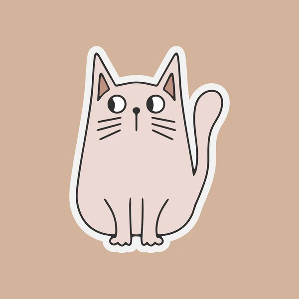 Doodle Cat Sticker Hand Drawn Art Line Sketch Animal Vector — Stock Vector