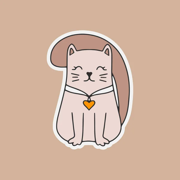 Doodle Cat Sticker Hand Drawn Art Line Sketch Animal Vector — Διανυσματικό Αρχείο