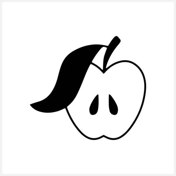 独角苹果与叶子隔离 卡通水果 手绘线条艺术 素描食物 矢量股票说明 Eps — 图库矢量图片