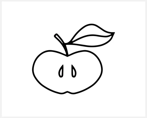 Doodle Apple Leaf Isolated Outline Fruit Hand Drawn Line Art — 图库矢量图片
