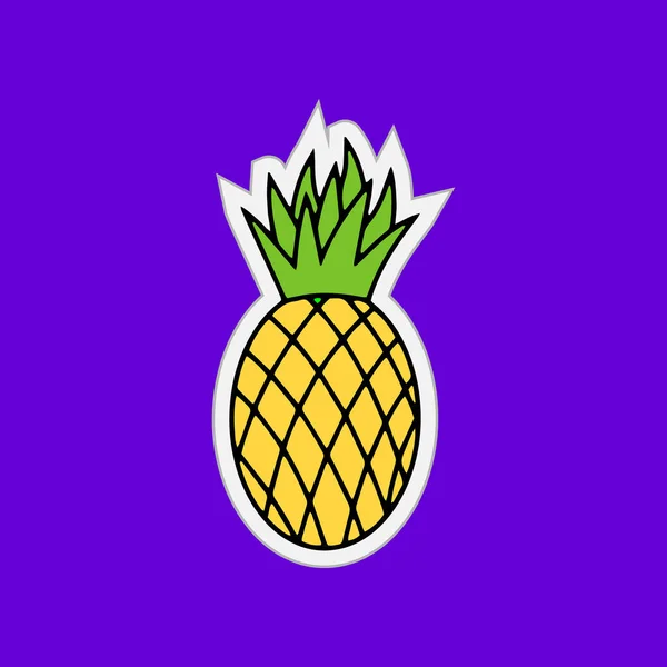 Doodle Voedsel Icoon Handgetekende Sticker Ananas Sketch Fruit Vector Voorraad — Stockvector