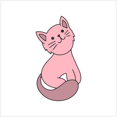 Kedi klipsi sanatı. El yazısı çıkartması. Çizim hayvanı. Vektör hisse senedi çizimi. EPS 10