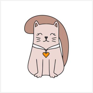 Kedi klipsi sanatı. El yazısı çıkartması. Çizim hayvanı. Vektör hisse senedi çizimi. EPS 10