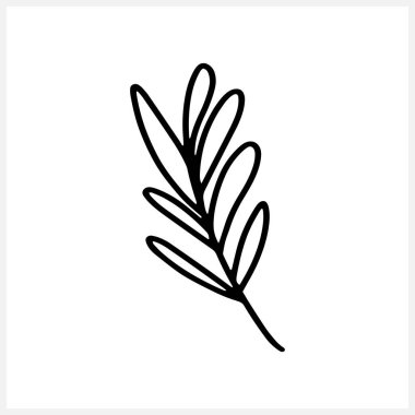 Yaprak simgesiyle ayrılmış bir dal. Eko klipsli sanat. Laurel vektör stok çizimi. EPS 10