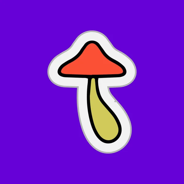 Doodle Mushroom Icon Vegetable Healthy Food Hand Drawn Sticker Sketch — Stock Vector