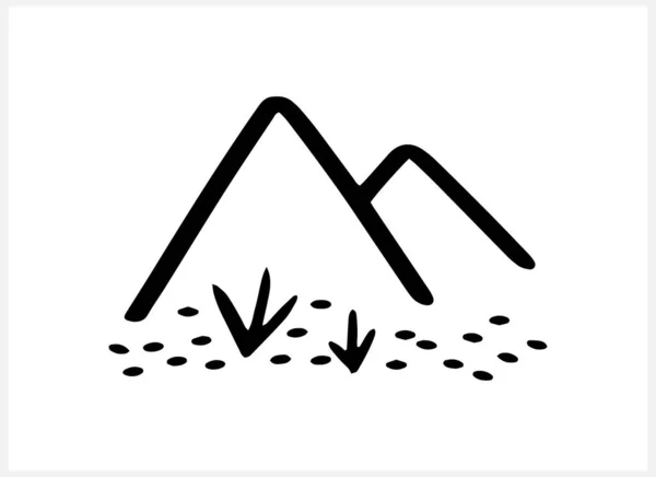 Mountain Icon Isolated Hand Drawn Line Art Sketch Vector Stock — Stock vektor