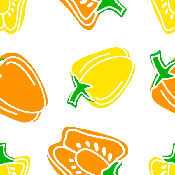 Doodle Padrão Sem Costura Pimenta Food Vector Ilustração Estoque Eps —  Vetores de Stock