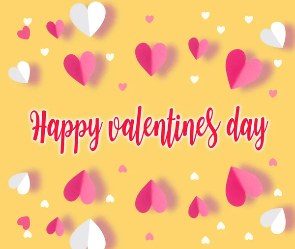 Feliz Día San Valentín Lindo Corazón Rosa Blanco Fondo Precioso —  Fotos de Stock