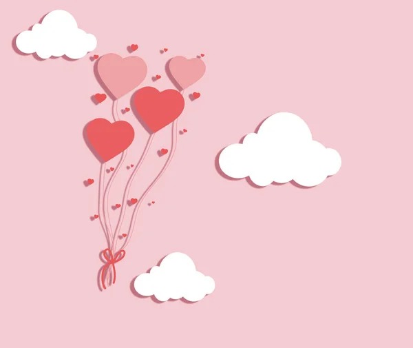 Valentines Balon Jantung Merah Gambar Desain Poster Stok Foto