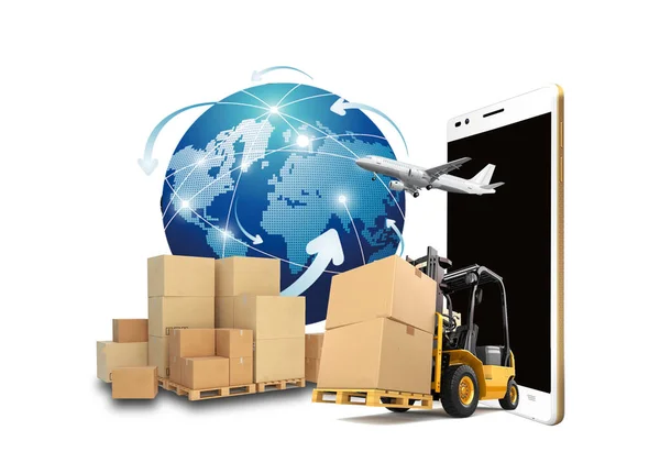 Online delivery service concept, online order tracking, home and office delivery. delivery  on mobile