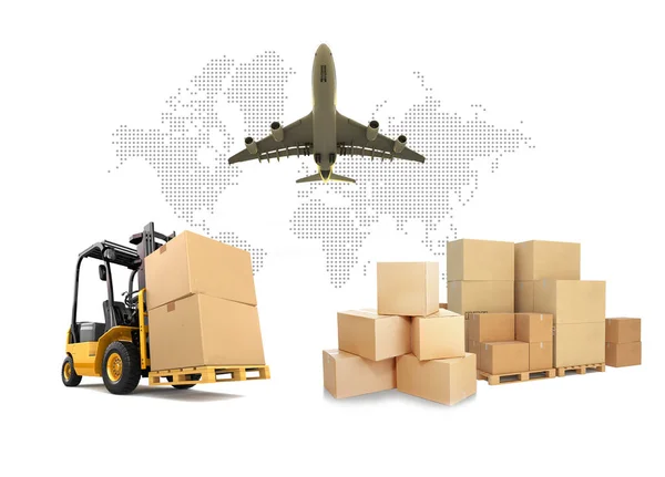 Contexte Importation Exportation Logistique Fret Industrie Conteneur Fret Images De Stock Libres De Droits