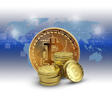 Beyaz zemin üzerinde altın bitcoin - kripto para iş konsepti.