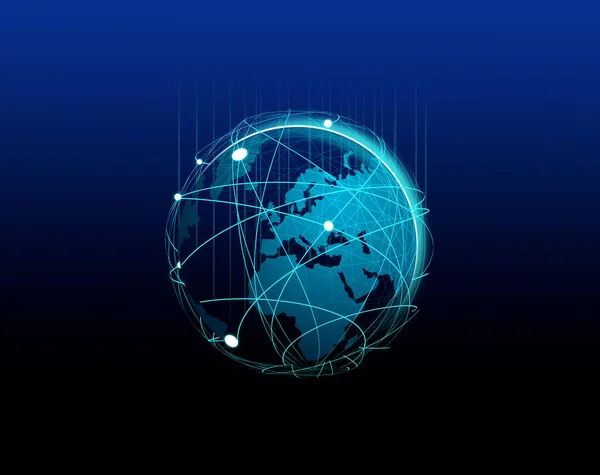 Globalne Połączenie Sieciowe Mapa Świata Punkt Skład Linii Koncepcja Globalnego — Zdjęcie stockowe