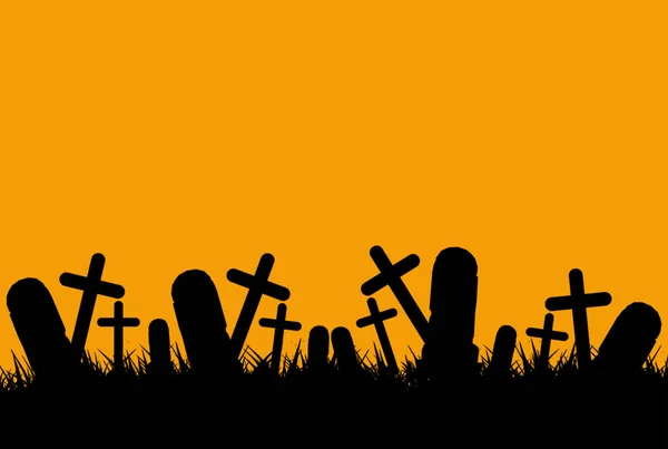 Friedhof Gruseligen Geistern Dunkle Nacht Halloween Feiertag Event Banner Hintergrundkonzept — Stockfoto