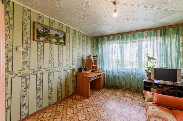 Rosja Moskwa Maj 2020 Wnętrze Pokoju Mieszkanie Nowoczesne Jasne Przytulne Obrazy Stockowe bez tantiem