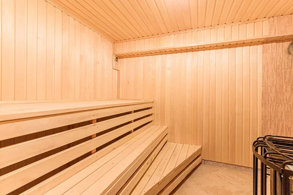 Rússia Moscou Maio 2020 Sala Interior Apartamento Banho Madeira Sauna — Fotografia de Stock