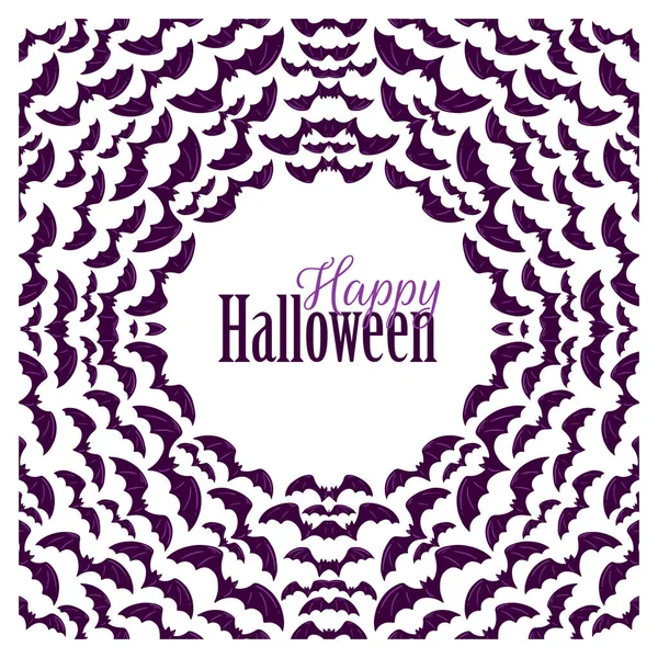 Vector Halloween Greeting Catd Bats Isolated White Background — Stock Vector