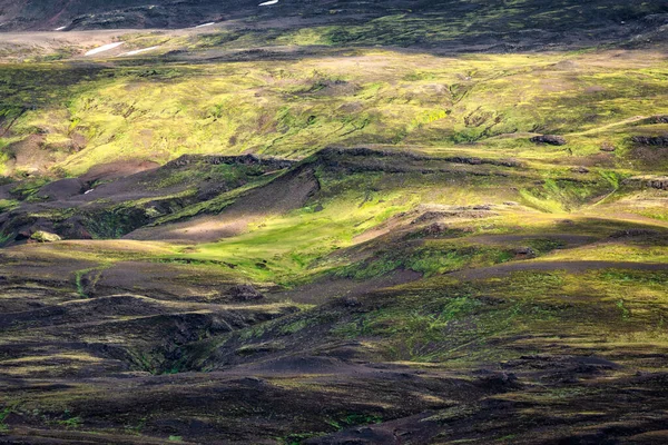 Close Surface Weathered Rugged Icelandic Mountain Summer Highlands Iceland — 스톡 사진