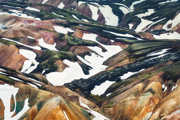 Spectacular Scenery Blahnjukur Trail Volcanic Mountain Snow Covered Fjallabak Nature — Foto de Stock