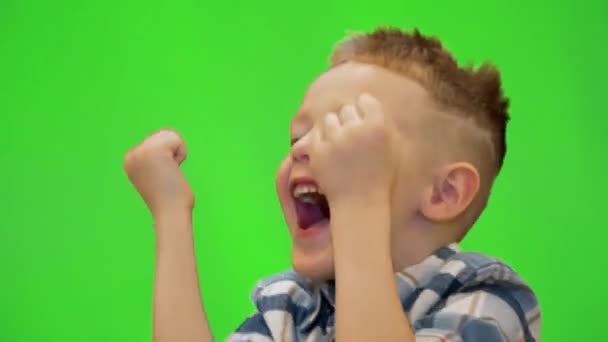 5 year old boy laughing and playing around, chromakey — Stock Video