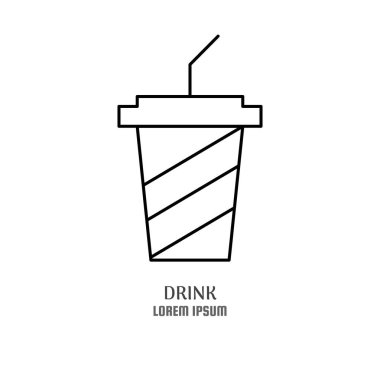 Sinema yemek hattı ikonu konsepti. Bir bardak soda.