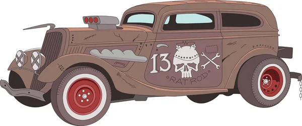 Rat tige coupe vecteur 1930-40s style couleur et ligne affiche — Image vectorielle