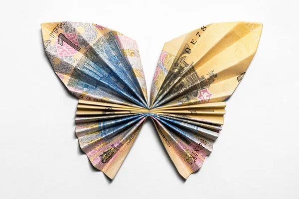 Pillangó Készült Papír Számla Ukrán Hrivnya — Stock Fotó