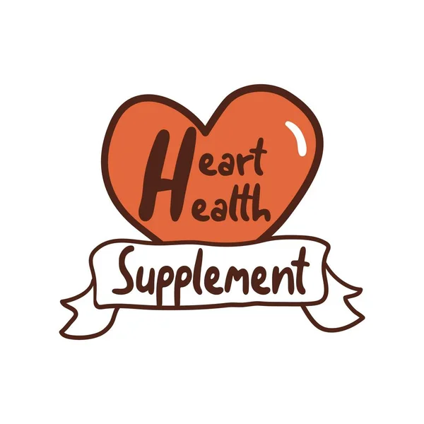 Heart health supplement, medicine label concept — Stock Vector